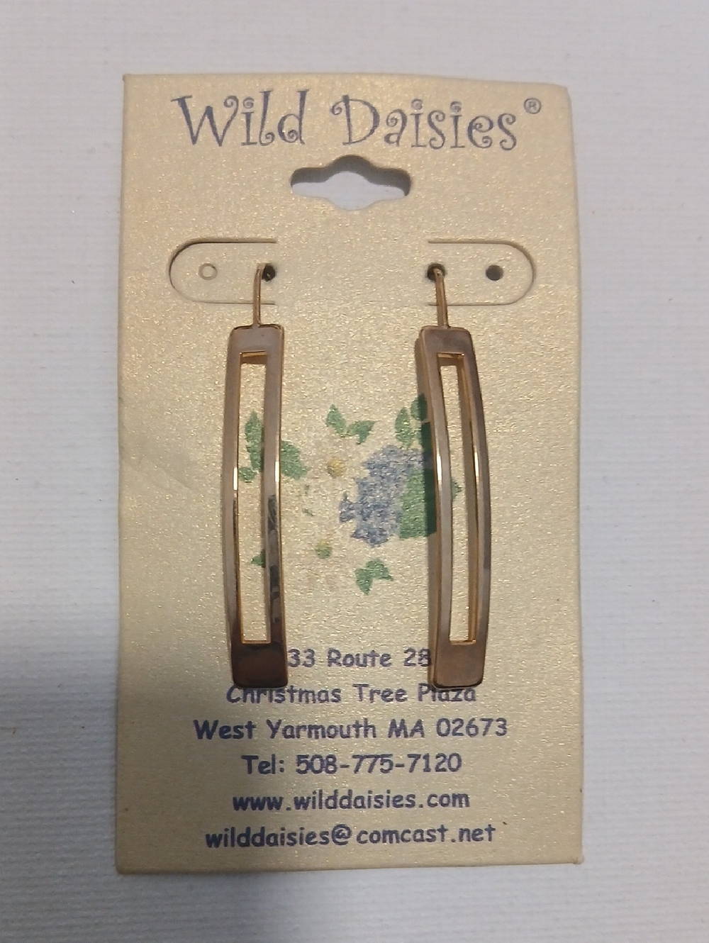 Wild Daisies Boho Feminine Festival Gold-Tone Open Long Rectangle Drop Earrings